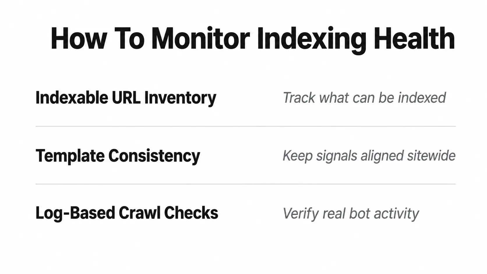 Three key indicators to monitor SEO indexing health