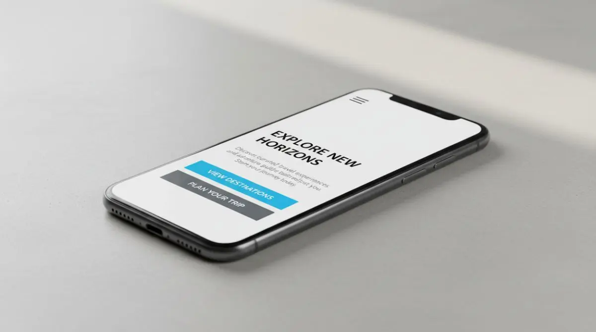 Clean mobile website navigation with large tap targets and clear text labels