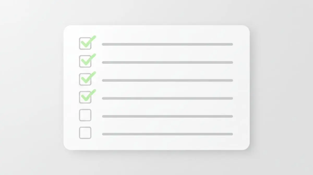 A digital checklist card with checkboxes being ticked off representing an on-page SEO audit process